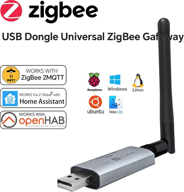 Timethinker Zigbee 3.0 USB-Dongle-Hub universelles intelligentes Gateway mit Antenne für Home Assistant OpenHAB und ZigBee2MQTT - Bild 1