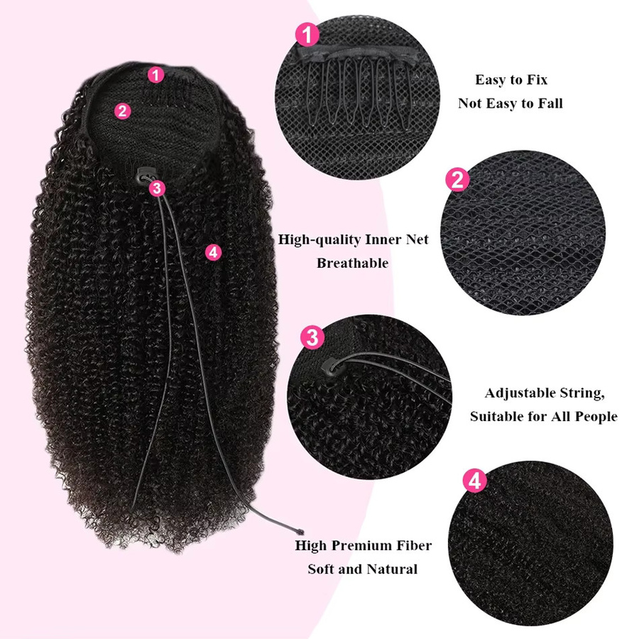 Tomiyaa Afro Puff Haarteile, lockiges Haar, Damen - Bild 4