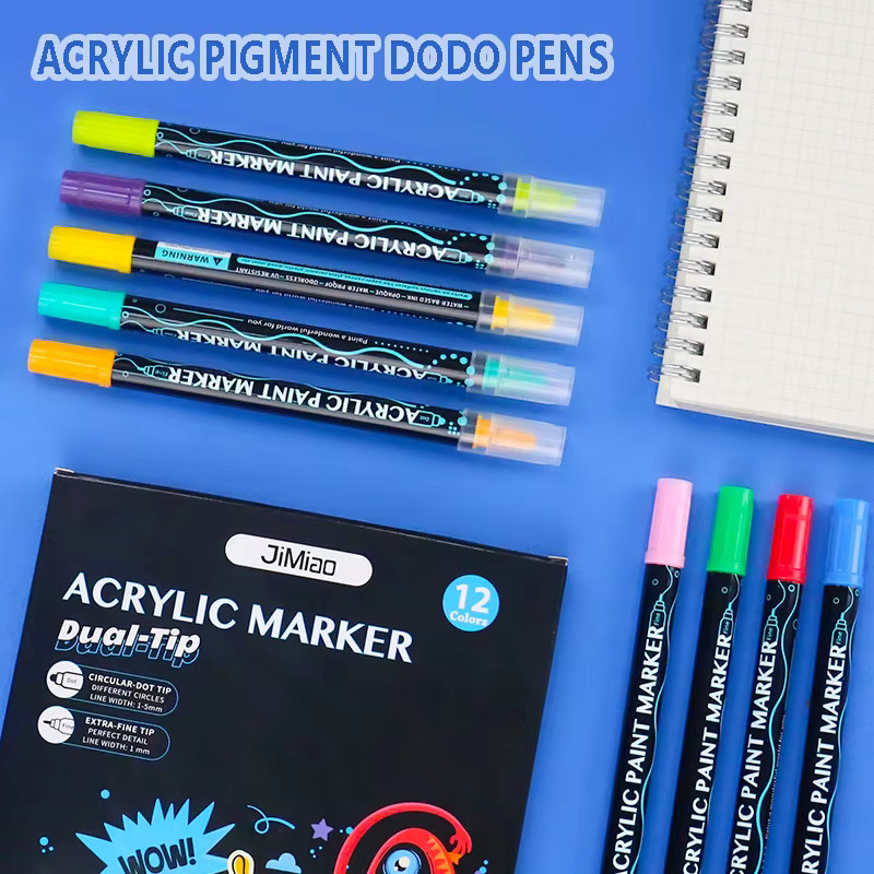 Jimiao Dual-Tip Acrylmarker-Set mit runder und feiner Spitze, wasserbasierte Farben in Multicolour - Bild 3
