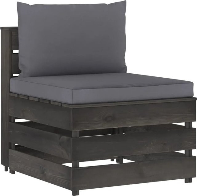vidaXL Modulares Mittelsofa aus Kiefernholz in Grau mit Kissen im rustikalen Design B/T/H: 70 x 60 x 66 cm - Bild 1