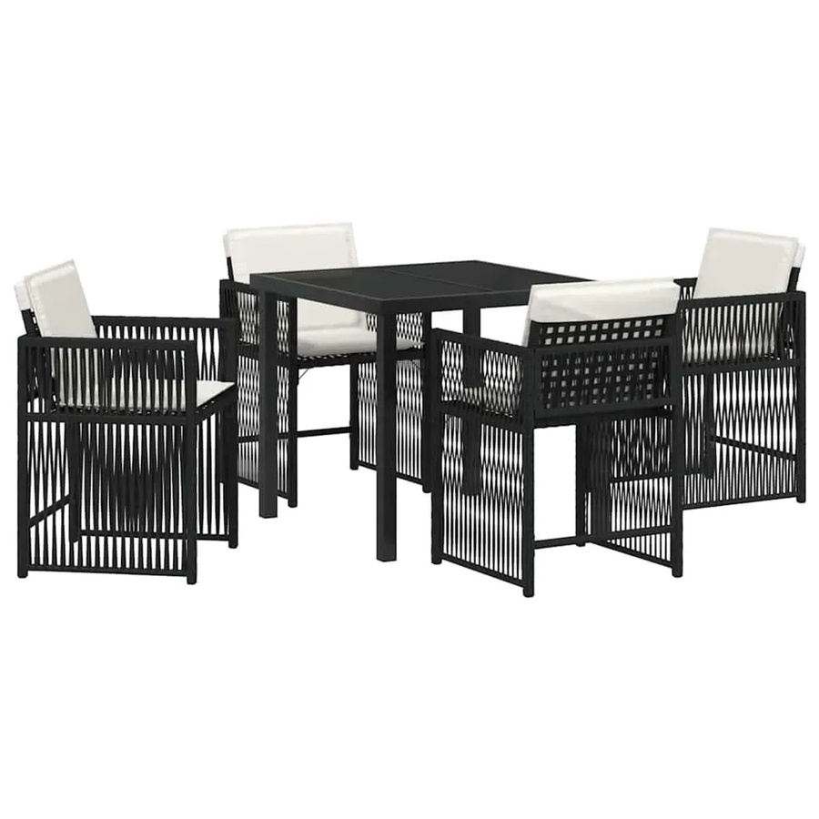 vidaXL Garten Essgruppe 5-teilig aus Poly-Rattan in Schwarz mit Glastisch und 4 Stühlen - Bild 2