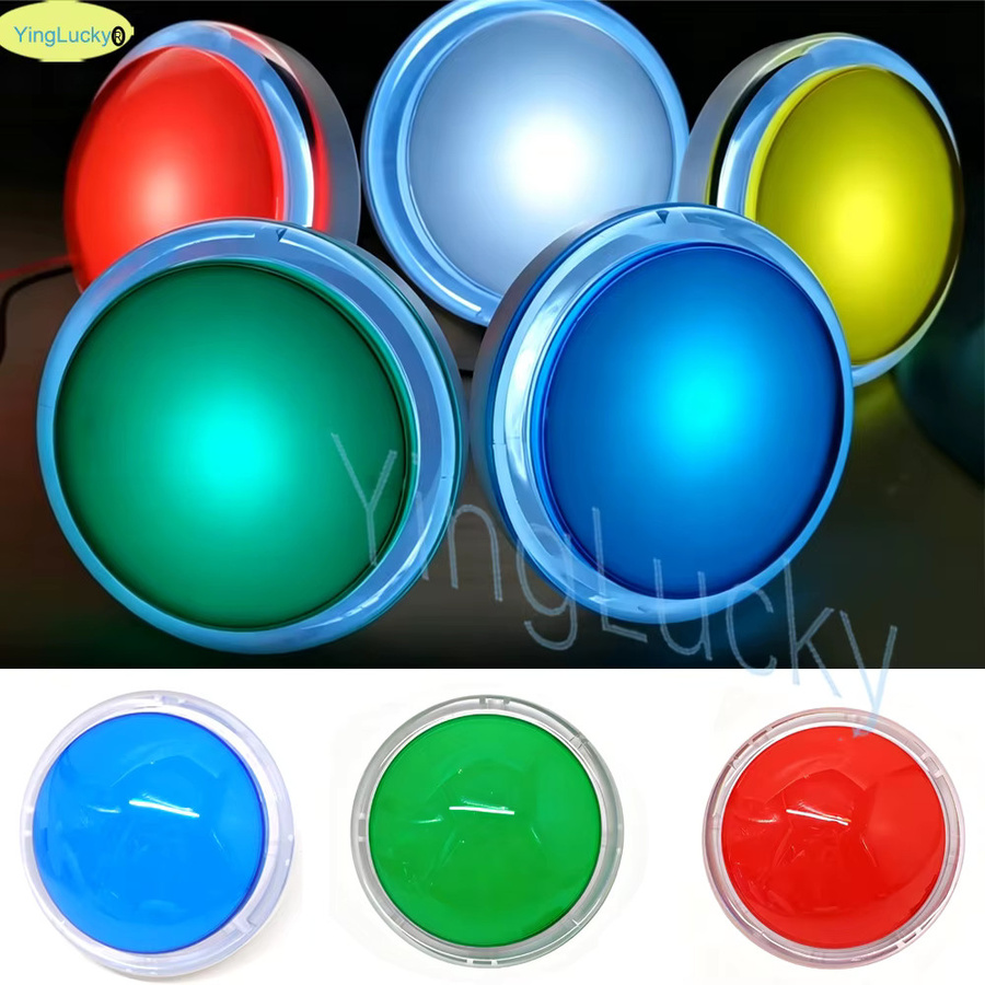 YingLucky Arcade-LED-Tasten Transparent Grün, Konvex Flach und Selbstrückstellend für Greifautomaten, Flipper und Rennspiele, Durchmesser: 100 mm - Bild 2