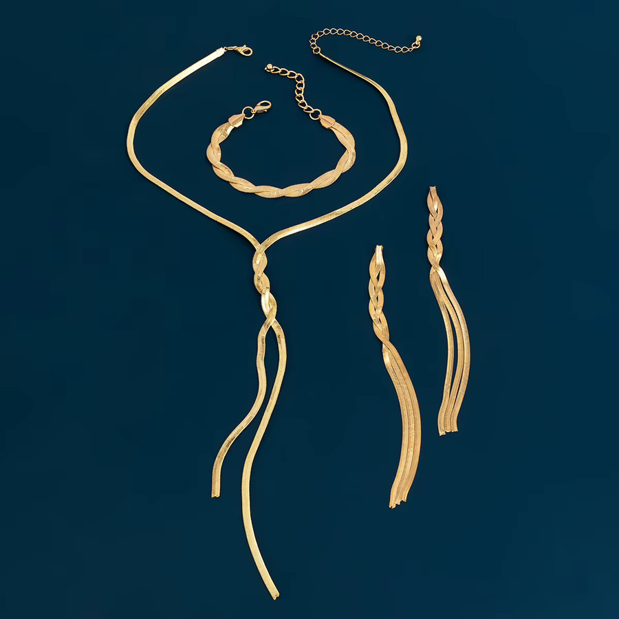 SHIXIN Halskette, Armband, Ohrringe, Gold, Damen - Bild 2