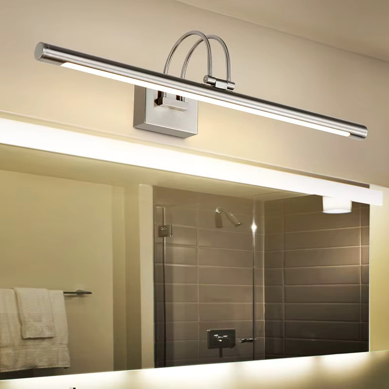 KINLAMS Moderne LED-Wandleuchte aus Metall für Badezimmer und Schminktisch in Nickel-Bronze und Silber, verstellbar - Bild 2