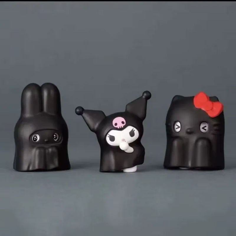 Sanrio Kuromi Anime-Figuren Blindbox im Geister-Stil, Schwarz-Weiß Desktop-Dekoration aus Kunststoff - Bild 3