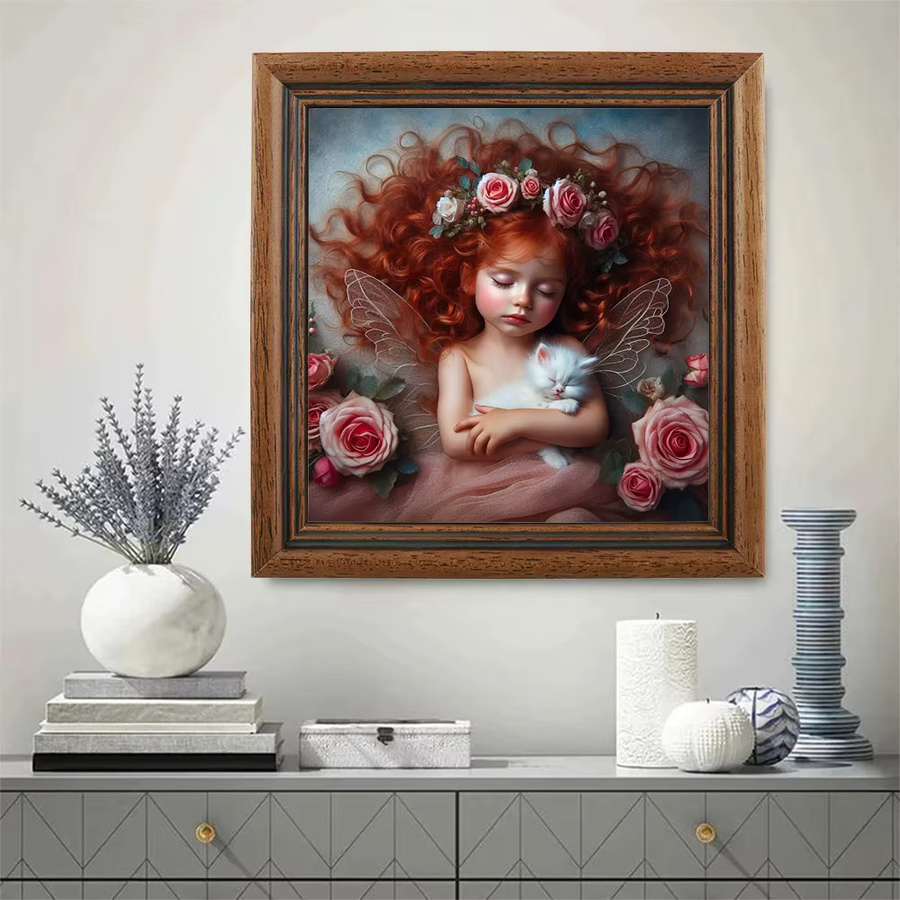 EverShine DIY 5D Diamant Malerei Mädchen mit Rosenblumen Mosaik Porträt als Wanddekoration, Multicolour, B/H: 20 x 20 cm - Bild 3