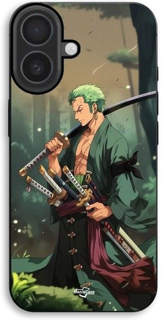 MANIACASE iPhone 17 Hülle mit One Piece Zoro Manga Anime Design in Multicolour - Bild 1