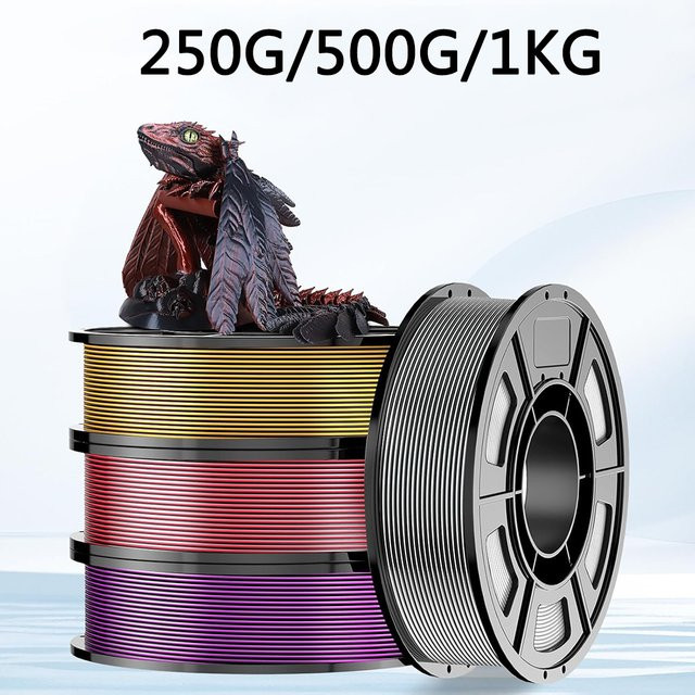 Zweifarbiges PLA Filament 1,75mm für 3D-Drucker in Seide-Optik Schwarz-Rot, Schwarz-Silber, Schwarz-Gold und Schwarz-Lila - Bild 1