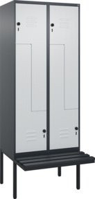 C+P Z-Spind Classic PLUS Sitzbank mit 4 Fächern und Sicherheits-Drehriegel, B/T/H: 212 x 80 x 81,5 cm, Farben: Anthrazit, Grau, Schwarz - Bild 1
