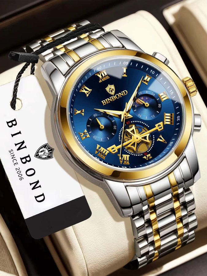 BINBOND Chronograph, Quarz, Edelstahl, Blau, Herren - Bild 7