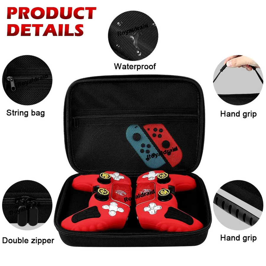 Ispoofer Aufbewahrungstasche für PS5, PS4, Xbox Series und Nintendo Switch Pro Controller, stoßfeste Reisetasche für Gamepads, Schwarz - Bild 2