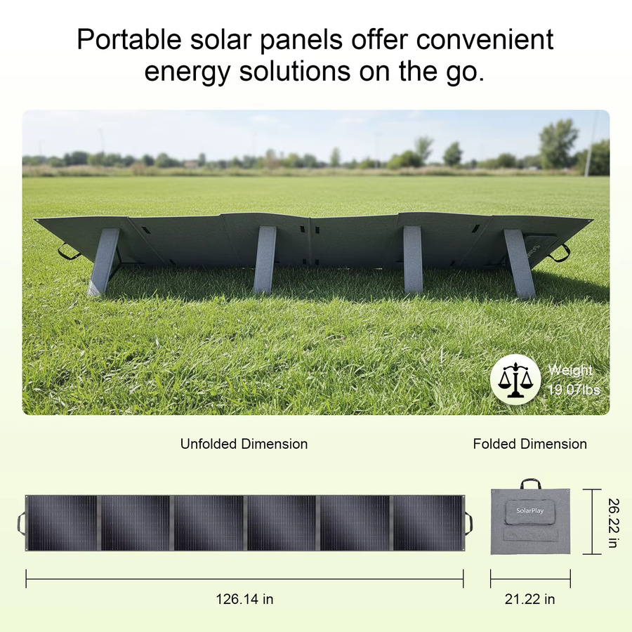 SOLARPLAY 400W Faltbare Solaranlage mit 6 Monokristallinen Panels in Schwarz für Boot, Haus und Notfallstromversorgung - Bild 5