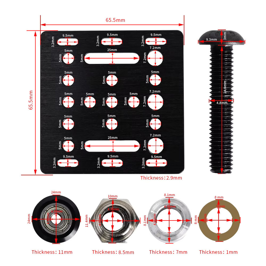 Mega V-Gantry Gleitplatten-Set mit Riemenscheiben für 2020 V-Nut-Aluminiumprofile, Schwarz - Bild 6