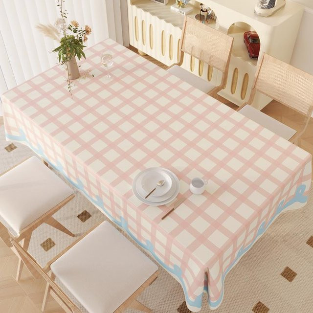 Wasserdichte und abwaschbare Tischdecke von JMG Household Supplies in Pink mit Karomuster für rechteckige Esstische, B/B: 140 x 190 cm - Bild 1