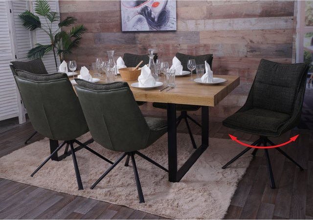 6er-Set MCW Esszimmerstuhl N71 in Grün, drehbar mit Auto-Return, moderner Küchenstuhl aus Textilstoff mit Öko-Tex Zertifizierung - Bild 1