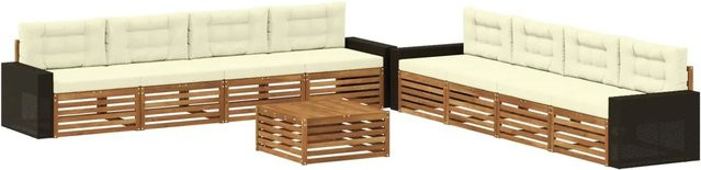 vidaXL Outdoor-Sofagarnitur aus Akazienholz mit Kissen in Beige und Braun - Bild 1