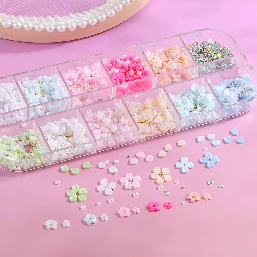 MingLee Nagel Charms, Acryl Blütenblätter, Strass, Perlen, Glänzend - Bild 3