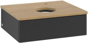 V&B Waschtischunterschrank Antao mit Frontstruktur in Eiche Honig und Blau Lack, B/T/H: 60 x 50 x 50 cm - Bild 1
