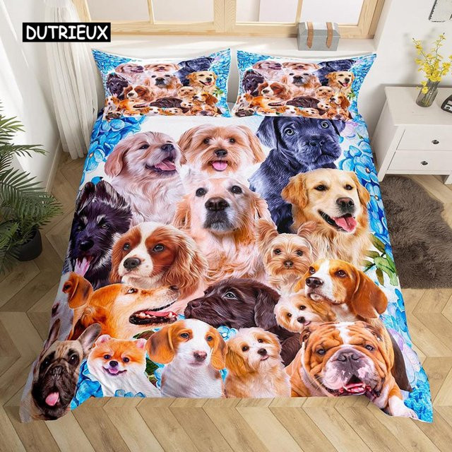 Bettwäsche-Set mit Hunde-Motiv von Binchi Outdoor Product für Kinder und Teenager, mehrfarbig, B/H: 135 x 200 cm - Bild 1