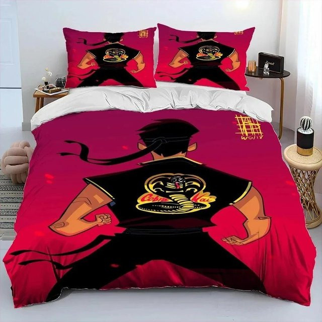 Cobra Kai Karate Bettwäsche Set mit 3-teiligem Design aus Mikrofaser, Farbe Rot, B/T: 200 x 200 cm - Bild 1