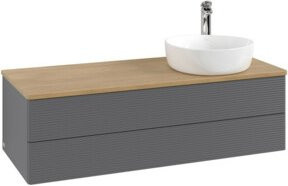 V&B Waschtischunterschrank Antao mit Frontstruktur in Eiche lackiert, B/T/H: 120 x 50 x 50 cm - Bild 1