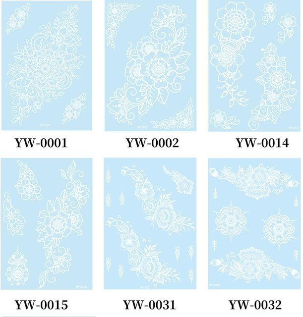 NOWVOGUE Temporär-Tattoos, Spitzen-Design, Weiß, Unisex - Bild 1