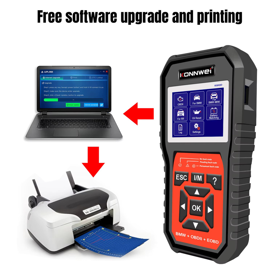 KONNWEI KW480 OBD2-Scanner Kfz-Codeleser mit Öl- und TPMS-Reset in Schwarz - Bild 5