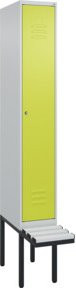 C+P Spind Classic PLUS Garderobenschrank mit Sitzbank, 1 Abteil, Lichtgrau, B/T/H: 212,0 x 30,0 x 81,5 cm - Bild 1