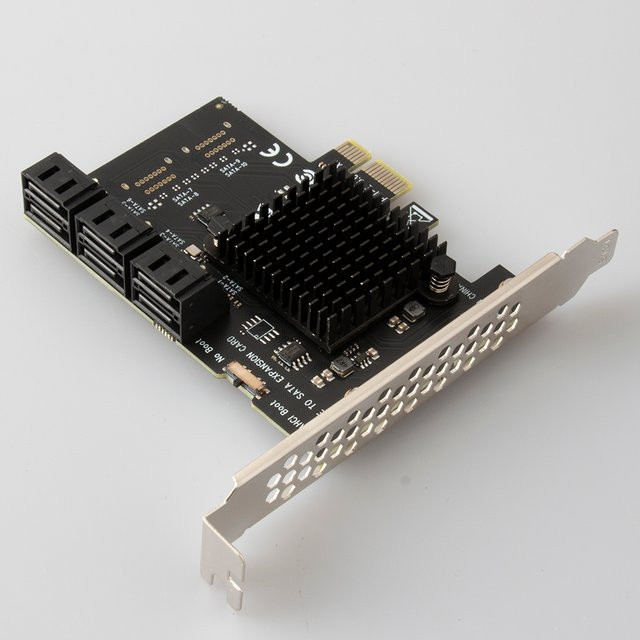 VODOOL PCIe SATA 3.0 Erweiterungskarte mit 6 Ports, ASM1064 Controller-Karte Gen 3 6 Gbit/s, Schwarz - Bild 1
