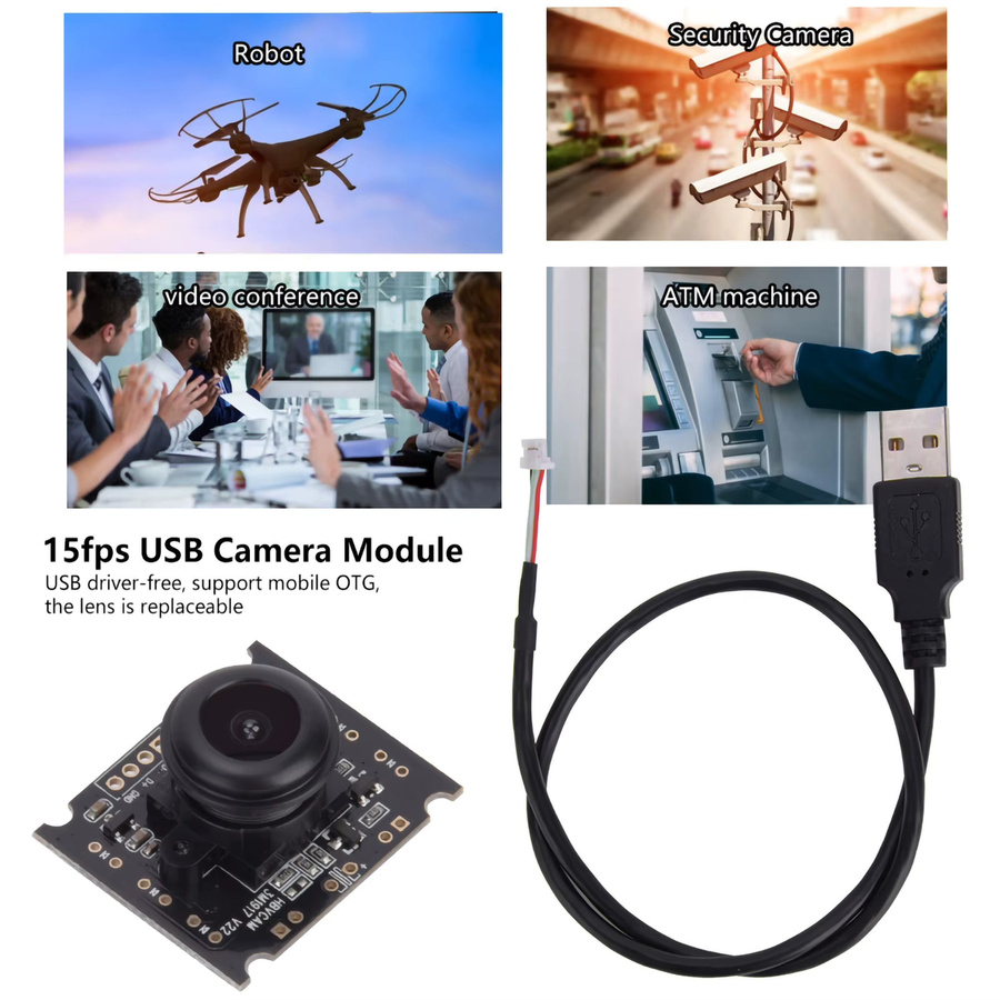 Qiilu OTG USB-Kameramodul mit OV3660 Chip, 2048 x 1536 Auflösung, 15 FPS und 110 Grad Weitwinkel, Schwarz - Bild 4