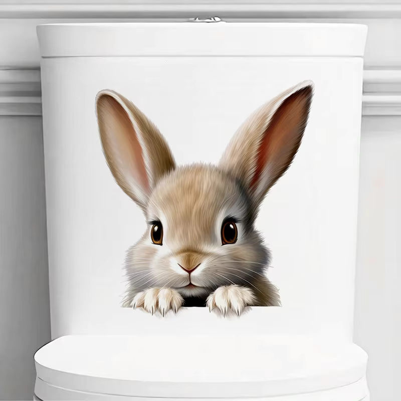 Selbstklebender Wandaufkleber Hase mit langen Ohren in Beige aus Kunststoff für Kinder und zur Dekoration von Küche oder Wohnzimmer - Bild 6