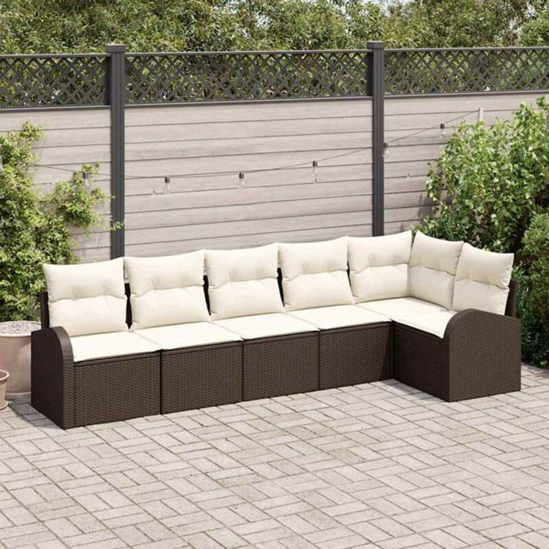 Vidaxl Garten-Sofa-Set aus Poly-Rattan mit 6 Kissen in Braun und Weiß - Bild 1