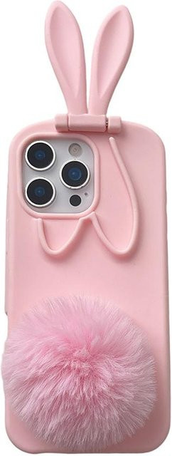 Binchi Health Electronics Silikon Handyhülle mit 3D-Kaninchen-Design und Ständerhalterung für iPhone 17 16 15 14 13 Pro Max in Pink - Bild 1