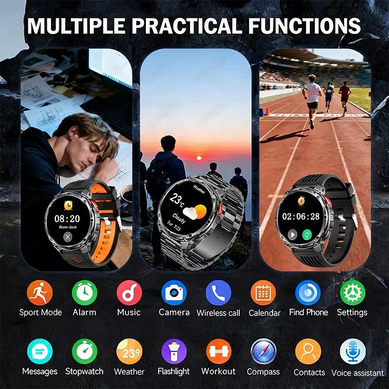 BOXUXING Smartwatch, Edelstahl, Schwarz, Herren, GPS - Bild 2