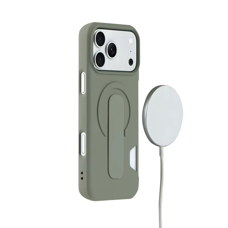 Fudusaidman Magnetische Flüssig-Silikon Hülle für iPhone 17 16 15 14 13 Pro Max mit MagSafe, Trageriemen, Kartenfach und Stoßschutz in Grün - Bild 2