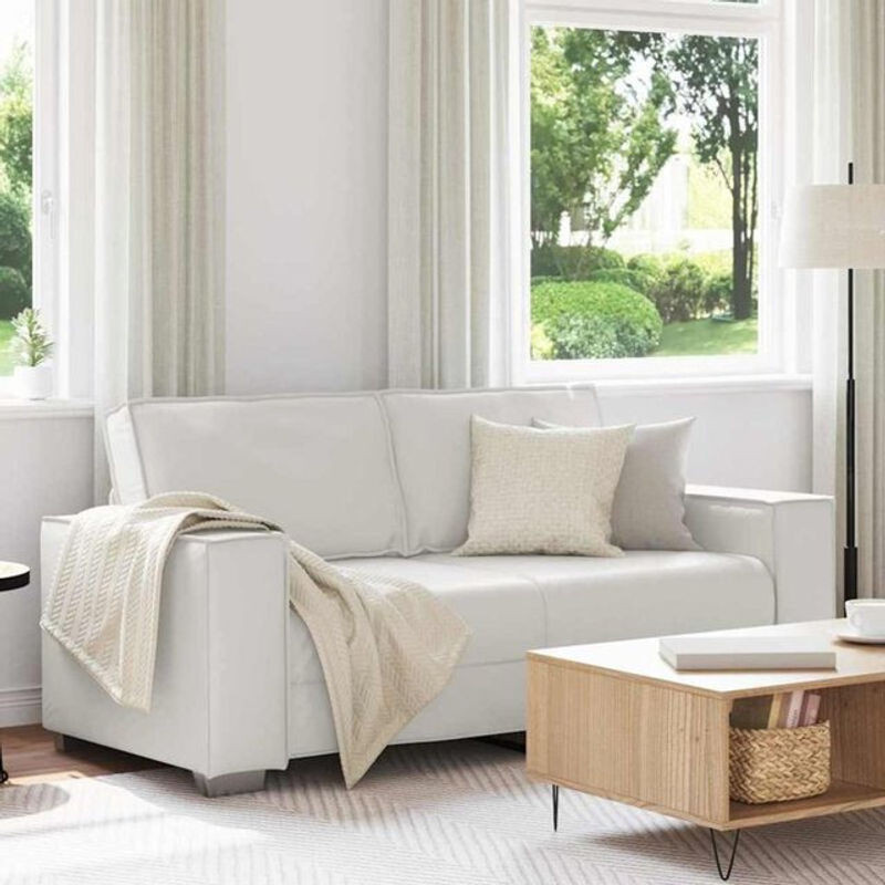 vidaxl Liebesbank Sofa in Weiß aus Kunstleder mit Kissen, 2-Sitzer im modernen Design - Bild 1