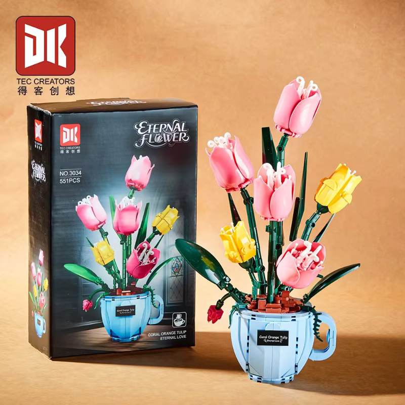 Wange Blumenstrauß-Vasen-Modell-Set, Tulpen, Gänseblümchen, Rosen, Orchideen, Bausteine-Set - Bild 2