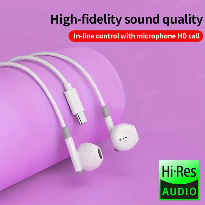 VIKEFON In-Ear-Kopfhörer mit Kabel in Weiß mit 3,5 mm Jack oder USB-C, Lautstärkeregler und Mikrofon für iPhone 16, 15, Samsung S24 und Xiaomi - Bild 2