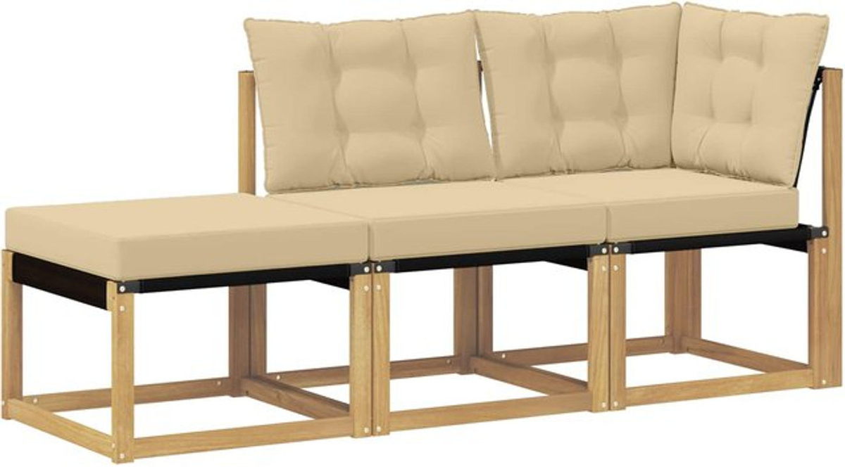 vidaXL Modulares Sektionssofa Set mit 3 Einheiten und Kissen in Weiß und Beige im modernen skandinavischen Design - Bild 1