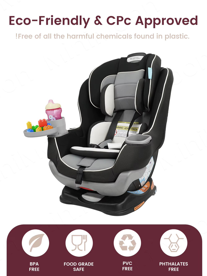 momo&dudu 3-in-1 erweiterbare Reiseablage für Kinder als Snackstation mit 360 Grad Getränkehalter für Autositz und Kinderwagen in Pink - Bild 3