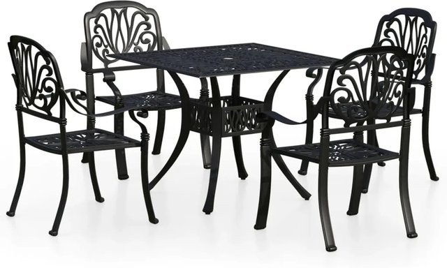 vidaXL 5-tlg Bistro-Set aus Aluminiumguss in Schwarz Modell 3 - Bild 1