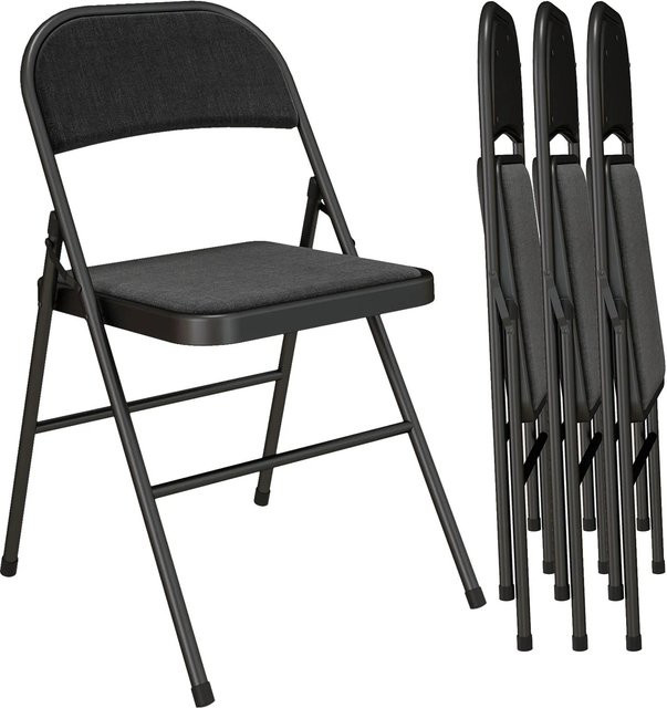 HOMCOM Klappstuhl aus Polyester und Stahl in Schwarz, stapelbar, B: 45 cm, T: 46 cm, H: 78 cm - Bild 1
