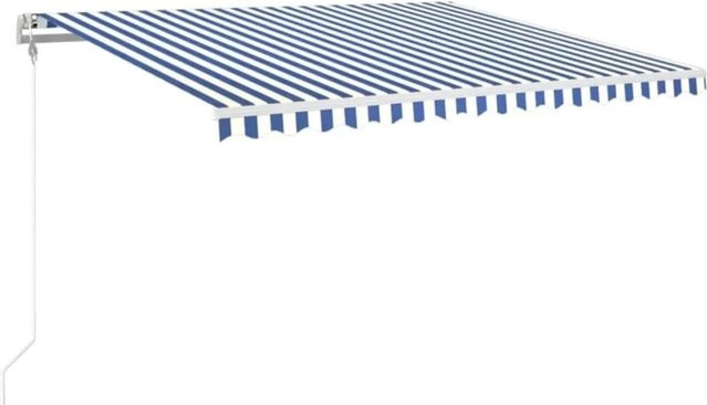 vidaXL Automatische Markise mit Fernbedienung aus Aluminium und Polyestergewebe, Blau-Weiß, B: 400 cm, T: 350 cm - Bild 1