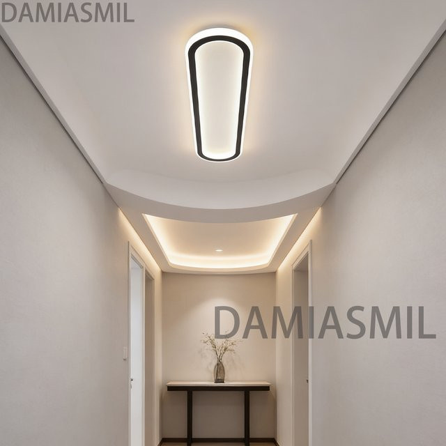 DAMIASMIL Minimalistische LED Deckenleuchte in Weiß, Rechteckige Lineare Leuchte für Esszimmer und Flur - Bild 1