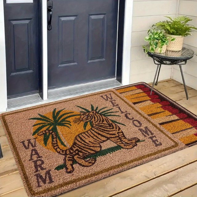 VIKAMA Tiger-Teppich mit Animal Print in Multicolour, rechteckige Bodenmatte für Wohnzimmer, Schlafzimmer oder Garten, B/T: 60 x 40 cm - Bild 1