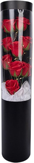 TOMTOP JMS Seife in Geschenkbox mit künstlichem Rosenblumenstrauß in Grau und Rot - Bild 1