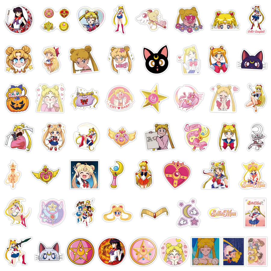 110 Stück Bandai Sailor Moon Aufkleber Set, wasserfeste Cartoon Anime Sticker für Notizbücher und Trinkflaschen, Multicolor - Bild 2