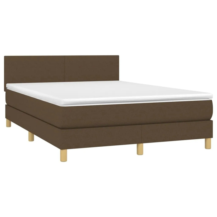 vidaXL Boxspringbett mit Matratze in Dunkelbraun, Hybridbett mit LED-Unterbettbeleuchtung und USB-Ladeport, B/T: 140 x 190 cm - Bild 2