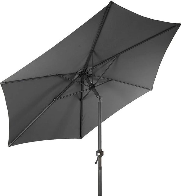 Lex XXL Alu Sonnenschirm mit Kurbel in Steingrau, Durchmesser: 3 m, Höhe: 245 cm - Bild 1