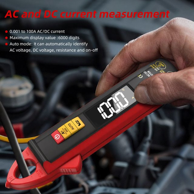 BSIDE Digitales Zangenmessgerät True RMS 6000 DC/AC 100A 1mA Multimeter in Rot - Bild 1